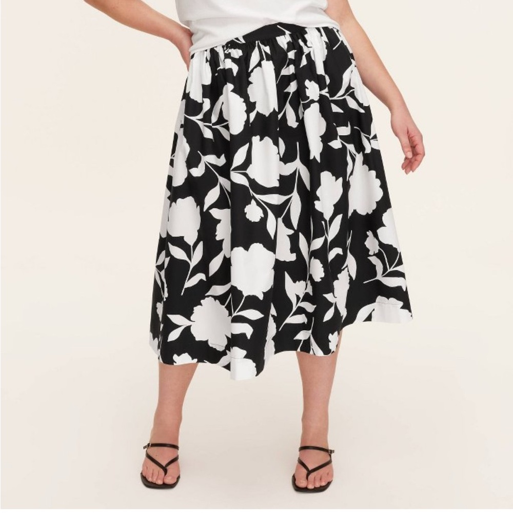Kate Spade Black and White A-Line Midi Skirt